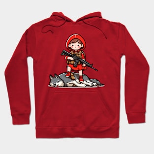 Tactical Little Red Riding Hood Adventure Tee: Where Fairytales Meet Bold Style Hoodie